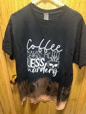 Custom Coffee Makes Me Feel Less Murdery Tie-Dye Tee - Black & Brown